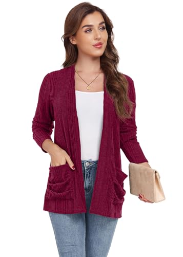 Image of GRECERELLE Womens Long Sleeve Lightweight Open Front V-Neck Casual Cardigan Sweaters Outerwear with Pockets 2025, S-2XL