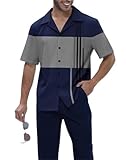 PEETITI Men's Outfits 2 Piece Fashion Dressy Short Sleeve Casual Wedding Church Night Leisure Walking Suits PN004-16-XL