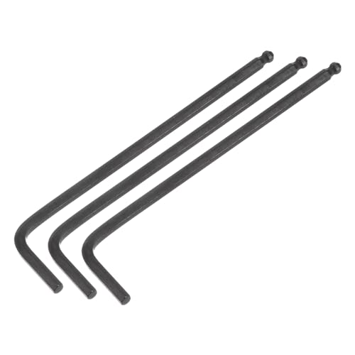 uxcell 3pcs 4mm Ball End Hex Key Wrench Metric L Shaped Long Arm CR-V Repairing Tool for Bikes Furniture Repair Black