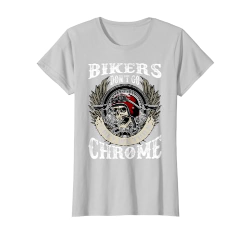 Bikers Dont Go Grey We Turn Chrome Skull Helmet Biking Biker T-Shirt, Women, Silver Grey, Small