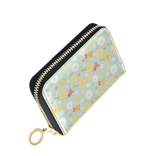 Women's Flowers Floral Dandelion Star Credit Card Holder Wallet Leather Zipper Card Case for Ladies Girls 20300571