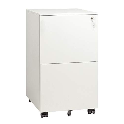 Image of DEVAISE Vertical File Cabinet with Lock, Mobile Filing Cabinet for Legal /Letter /A4 Files, Fully Assembled Except Wheels, White