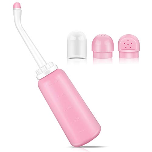 Portable Travel Bidet 500ml/17oz Portable Bidet for Toilet Handheld Postpartum Perineal Cleansing Childbirth Cleaner - for Outdoor,Camping,Travling,Personal Hygiene (Pink)