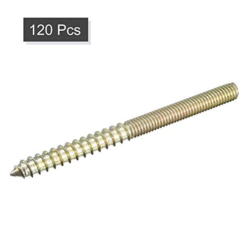 Image of uxcell M6x80mm Hanger Bolts, 120pcs Double Ended Thread Dowel Screws for Wood Furniture Connecting