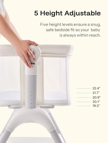 Image of HARPPA Cuddly Sway Baby Bassinet Bedside Sleeper, 3 in 1 Rocking Bassinet | Full Mesh Sides, Memory Foam Mattress, Cotton Quilted Cover, 5 Adjustable Heights, 360 Swivel Wheels, 3-7 Incline Range