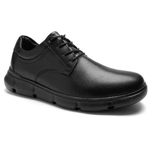 Mens Orthopedic Wide Business Leather Dress Shoes - Arch Support Plantar Fasciitis Formal Wingtip Oxford - Comfortable Casual Orthotics Flat Feet Patent Tuxedo Sneakers for Foot and Heel Pain Relief