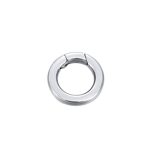 SG Stainless Steel Round Pearl Necklace Enhancer Shortener Ring Spring Clasp Connector 14.5mm