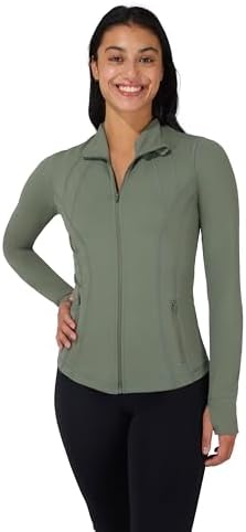 90 Degree By Reflex Full Zip Running Track Jacket Lightweight Athletic Slim Fit Jacket with Thumbholes, Mountain Sage, X-Large