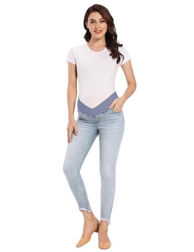 Foucome JQA20718-199 Women'S Maternity Jeans Under The Belly Skinny Ankle Denim Pants Comfy Stretch Jeggings thumb #5