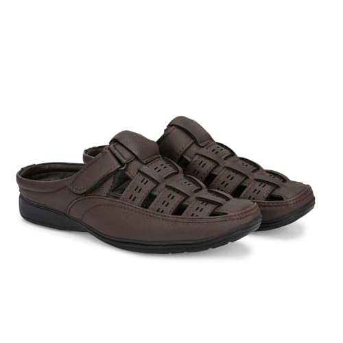 Image of Leather Backless Sandals for Men | Casual Open Half Sandal Footwear
