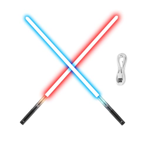 Image of VEVOR Light Sword, 2 Pack Light up Sword with 12 RGB Colors, 4 Sound Modes and Realistic Handle, Rechargeable Toy for Adults and Kids, Christmas Day, Halloween Cosplay, Birthday