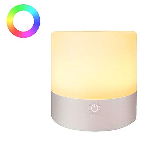 Preisvergleich Produktbild SUKEKE Nachtlicht, Touch-Lampe für Schlafzimmer Wohnzimmer Tragbarer Tisch Nachttischlampen Wiederaufladbares warmweißes Licht und Farbwechsel RGB