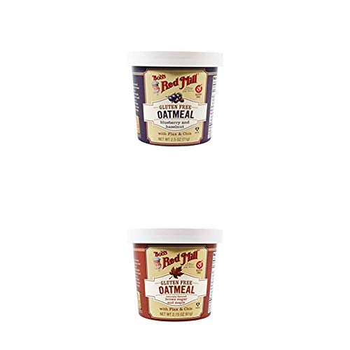 Bob's Red Mill Gluten Free Oatmeal Cup, Blueberry & Hazelnut with Gluten Free Oatmeal Cup, Brown Sugar & Maple, 2.15-ounce (Pack of 12) image 2