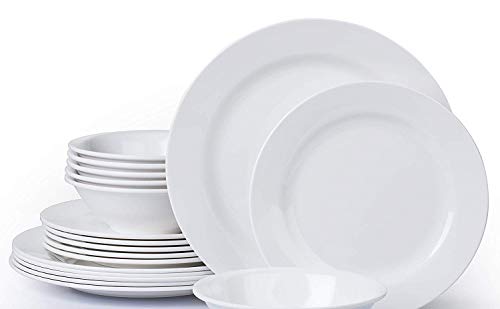 Waterside Fine China Juego de Cena, melamina, Blanco, Talla única