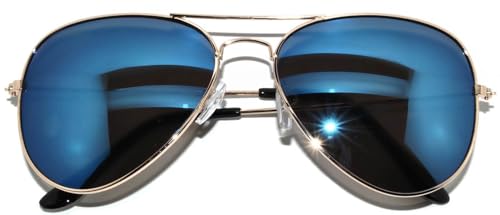 OWL 12 Pairs Bulk Unisex Aviator Sunglasses Gold Metal Frame Colored Mirror Lens UV400 Protection2