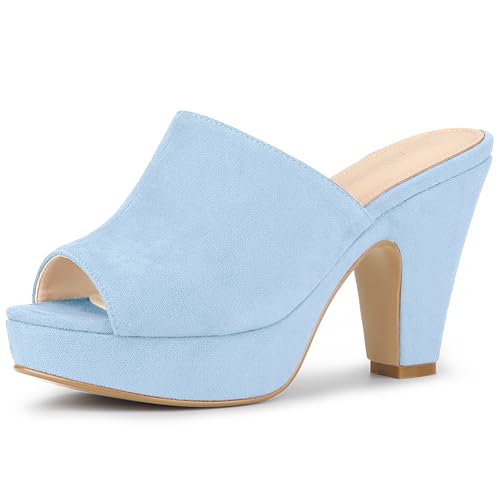 Image of Allegra K Women's Open Toe Platform Chunky Heel Slides Sandals