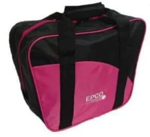 BuyBocceBalls Listing - 4 Ball (with Shoes) Aurora Soft Pack Bowling (Candlepin or Duckpin) Ball Bag - Black & Hot Pink