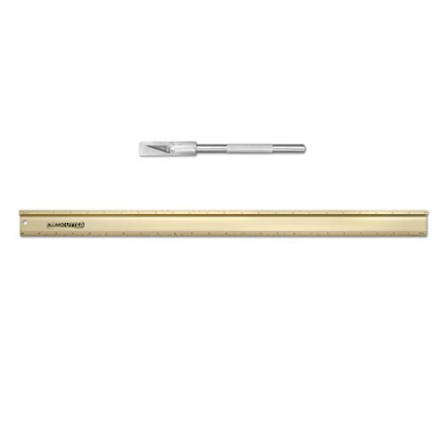Alumicolor アルミカッター アルミストレートエッジ ブレード付き オフィス 学校 エンジニアリング フレーム用 24インチ ゴールド