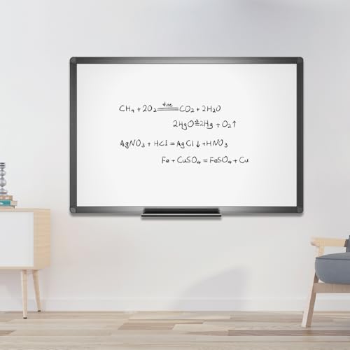 Image of VIZ-PRO Magnetic Dry Erase Board, 48 x 24 Inches, Black Aluminium Frame | Includes 1 Eraser, 2 Markers & 4 Magnets, Wall Mounted Whiteboard for School Office and Home