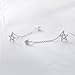 Round CZ Star Double Piercing Earrings 925 Sterling Silver Tassel Chain Dangle Drop Crystal Stud Earring for Women Girls Fashion Unique 2 Ear Holes Hypoallergenic Birthday Christmas BFF Jewelry Gifts