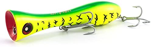 Miniatura 8 de Dr.Fish Topwater Popper Señuelos de pesca de agua salada, 8 pulgadas GT Popper VMC anzuelos agudos señuelos de pesca de surf para Striper Atún