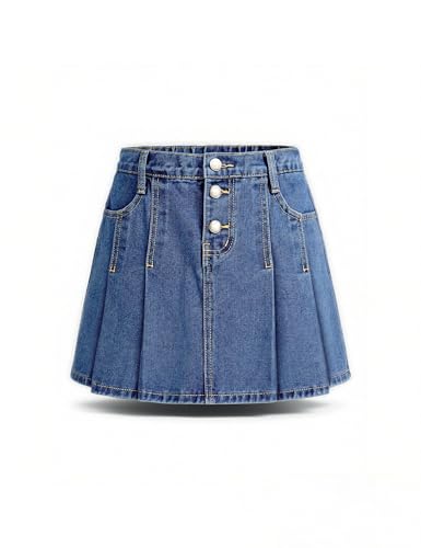 Yesfashion Girl's Casual Slim a-Line Pleated Blue Jean...