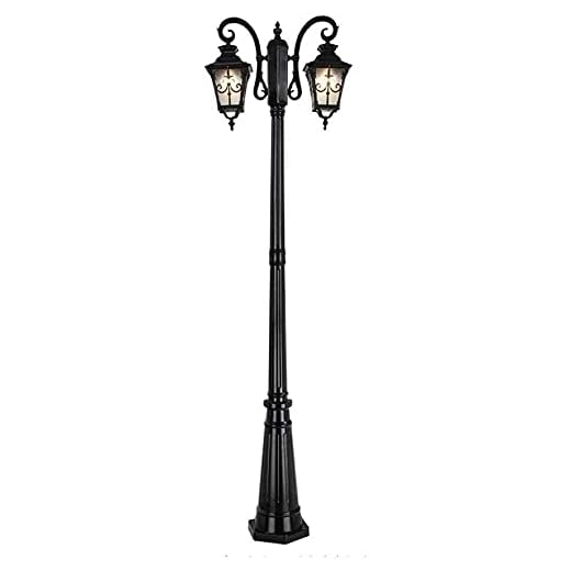 Enkel och cool vägglampa 2,1m Street Light Dubbelhöjd Victorian Courtyard Exteriör Utomhus Post Lantern med frö Textur Klar glas Vattentät pelare Ljus Villa Garden Porch Gate Kolumn Postljus E27 Bolla