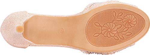 Cambridge Select Women's Open Toe Crystal Rhinestone Mid Heel Sandal,10 B(M) US,Champagne Glitter - Image 3
