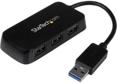 StarTech ST4300MINU3B Black Portable 4 Port SuperSpeed Mini USB 3.0 Hub