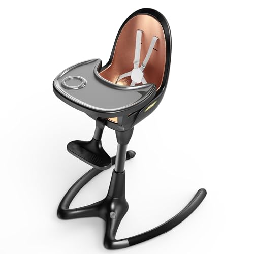 Hot Mom Baby High Chair Adjustable Seat Angle Lift Height Double Tray Luxury Baby Eating Chair,Lifetime Availability,Black Gold