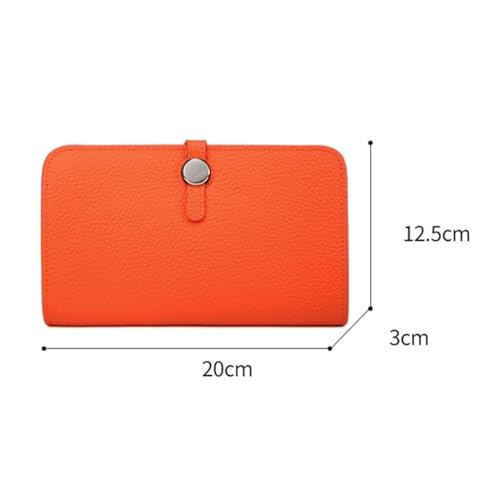 Money Clips Women's Business Cowhide Long Wallets Genuine Leather Blocking Wallet Card Cases Purse (Red)3