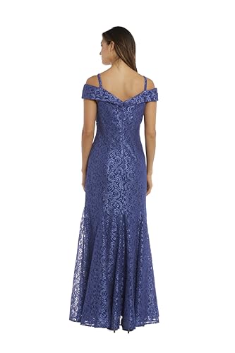 Image of R&M Richards Women's Off The Shoulder Formal Gown - Glitter Lace Mermaid Evening Dress for Wedding Guest & Cocktail Attire