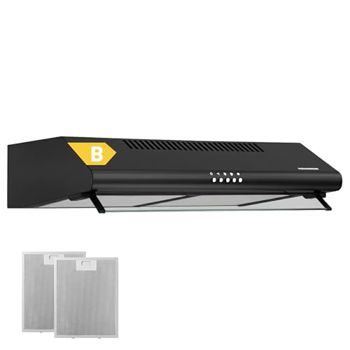HEINNER CH-400-BK 60 cm Stainless Steel Undercabinet Vent Hood – 326.4 m³/h Extraction, 2x60W Motor, LED Light, Dual Aluminium Filters, 3-Speed Control, 5 Year Warranty (Black) HEINNER CH-400-BK 60 cm Stainless Steel Undercabinet Vent Hood – 326.4 m³/h Extraction, 2x60W Motor, LED Light, Dual Aluminium Filters, 3-Speed Control, 5 Year Warranty (Black)