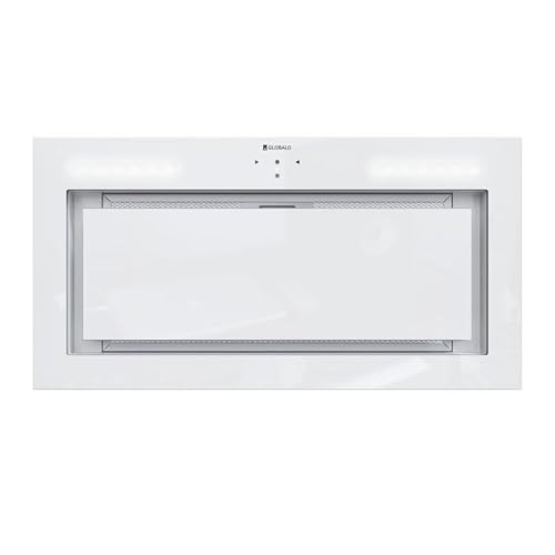 GLOBALO Hotte aspirante, hotte encastrable pour cuisine, avec éclairage, largeur d'installation 60 cm, deux modes de fonctionnement, évacuation et absorbeur, Lumotion 60.1 White [Classe énergétique B]
