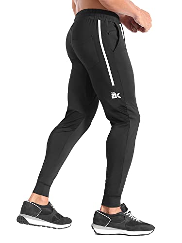 Brokig Mens Lightweight Gym Jogger Pants,Men's Athletic Fit Workout Sweatpants With Zip Pocket,Stretch Running Pants For Men (Medium, Black) #TOP2