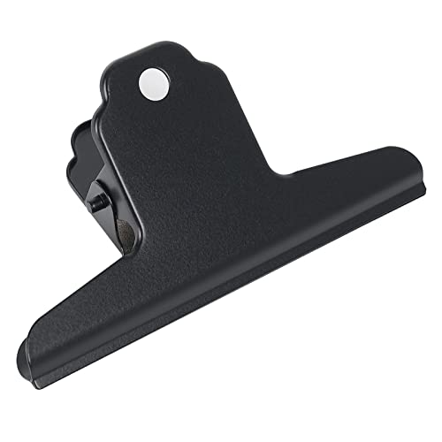 GUOKOFF Grande Bulldog Clip, 12 Pieza, 3 Pulgada Bulldog Clip, 75mm Binder Paper Clips Pinzas Metal Papel de Bisagra Clip, Negro Binder Clip, Clips Grande de Metal para Bisagra para Oficina, Escuela Cover