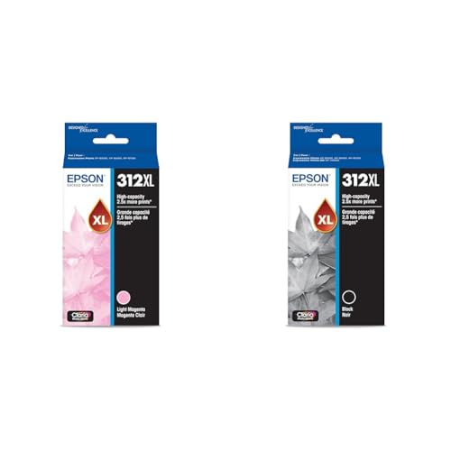 Image of Epson 312 Claria Photo HD Ink High Capacity Light Magenta & Black Cartridges (T312XL620-S & T312XL120-S) Works with Expression Photo XP-8500, XP-8600, XP-8700, XP-15000