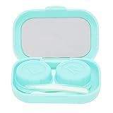 Kontaktlinsenhalter, Feinglas Spiegeloberfläche Kontaktlinsen Etui für Zuhause Reisebüro für Damen Mädchen Damen(Grün)