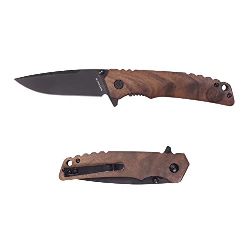 MOTEECRAG Pocket Folding Knife EDC liner Lock Small Knife 8CR Blade with Clip, Walnut Wood Handle for Men Women Everyday Carry for Indoor Outdoor Gift