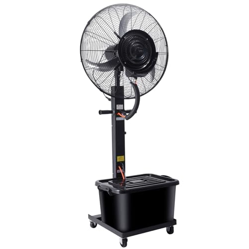 26in/30in Ventilador De Pedestal Para Patio Exterior, Ventilador Nebulizador de Camping, Potente 3 Velocidades, Oscilación de 90°, 4 Ruedas, Floor Fan Oscilante para Pesca Y Gimnasio(30inchs)