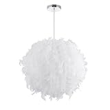 Ledmomo - Lámparas colgantes – Plafones blancos de sombra de pluma con casquillo para bombilla E27 para dormitorio o salón