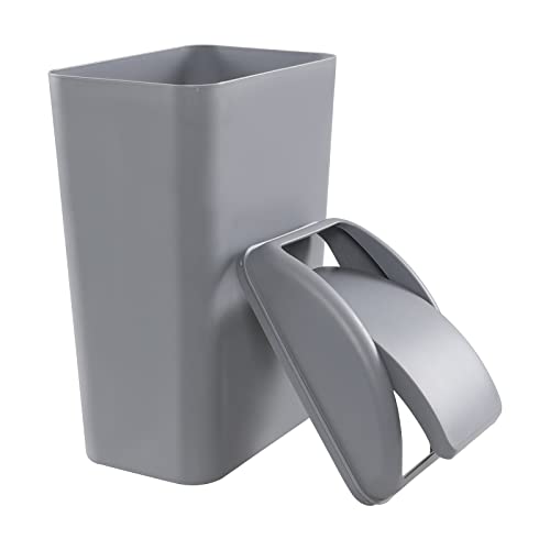Image of Esdiplot 3.5 Gallon Swing Lid Waste Can, Plastic Swing-Top Trash Can, Gray
