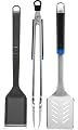 Napoleon® BBQ Accessory - GATL002-3-Piece Starter Tool Set, Includes Tongs, Spatula, Grill Brush, Essential Tools, Palmyra Brush for Eco-Friendly Cleaning, Locking Tongs