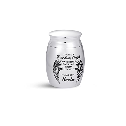 SBI Jewelry Uncle Small Cremation Urn for Human Ashes Guardian Angel 1.6" Brother Family Love Ash Memorial Keepsake Holder Stainless Steel - Image 3
