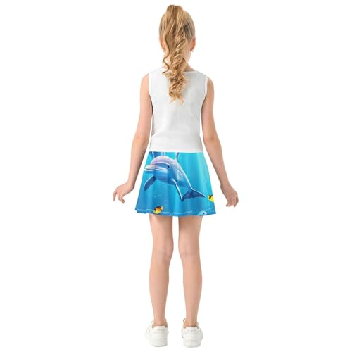Underwater Scene Dolphins Fish Athletic Shorts for Girls Skorts Tennis Skirts Toddler Gymnastics Little Girl 3t4