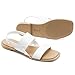 FITORY Women's Flat Sandals Fashionable Square Open Toe Adjustable Buckle Slippers Summer White Size 11
