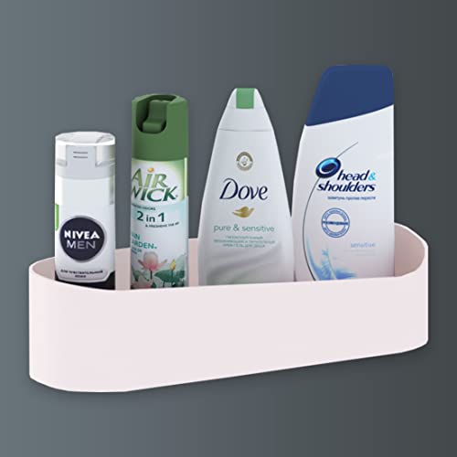 Image of Klaxon Plastic Self Adhesive Bathroom Shelf | Abs Wall Storage Organizer For Kitchen (Light Pink)