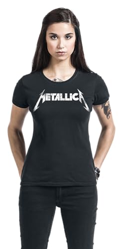 Metallica Textured Logo Mujer Camiseta Negro S 100% algodón Vorne Bedruckt Regular