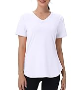 Kaleforneo Womens Workout Tops Short Sleeve T Shirts Moisture Wicking Yoga Gym Running Hiking V N...
