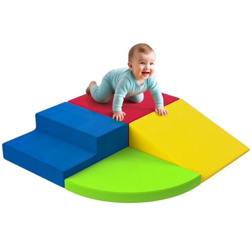 Image of Large Climbing Toys for Toddlers,Foam Climbing Blocks for Toddlers,Baby Soft Foam Blocks for Climbing,4-Piece Soft Play Set,Jungle Gym Indoor for Toddler 1-3 Develop,Color Coordination,Motor skills